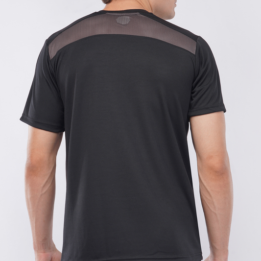Neon Athleisure Men’s Black Athletic Half-Sleeve T-Shirt (Mesh Panels)