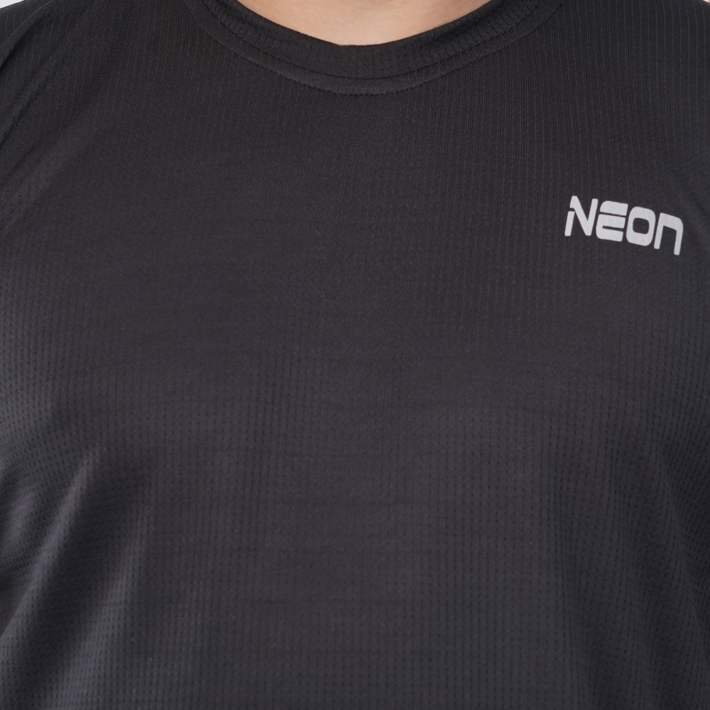 Neon Athleisure Men’s Black Athletic Half-Sleeve T-Shirt (Mesh Panels)