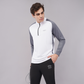 Neon Athleisure Men’s White & Grey Zip-Collar Long-Sleeve Athletic Shirt