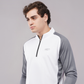 Neon Athleisure Men’s White & Grey Zip-Collar Long-Sleeve Athletic Shirt